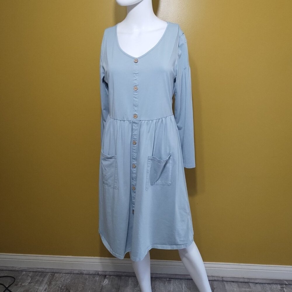 Ouges Long Sleeve Cotton Shift Dress Size L Cotta… - image 1